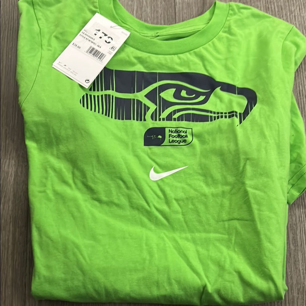 Nike Seattle Seahawks Kids T-Shirt Action Green NFL Logo SEA Size L 14/16